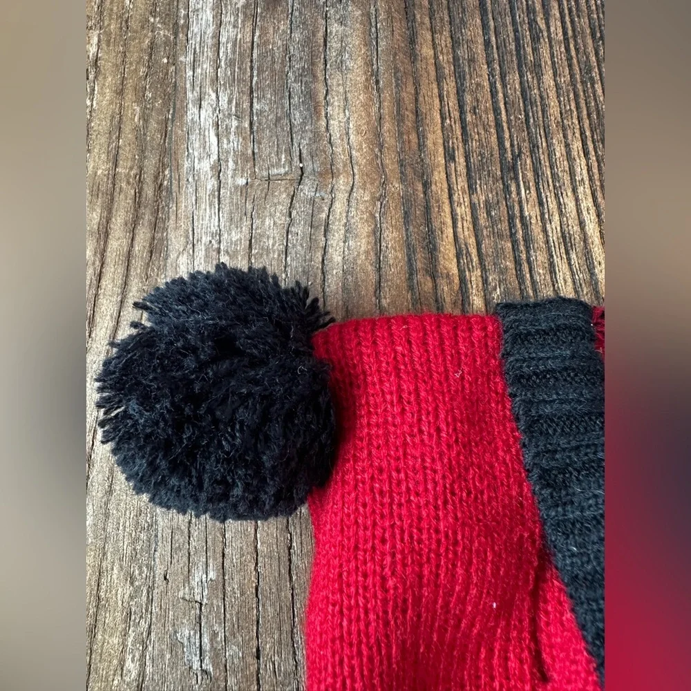 Cozy Red and Black Dog Bennie with Pom-Pom